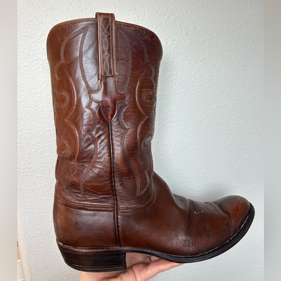 Lucchese Classics Chocolate Oil Calf Leather Cowboy Western Boots Sz 11 D - Picture 2 of 14